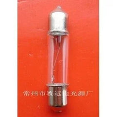 Auto lamp 24v 1.5w 6x31 B040 halogen bulb with metal caps on red background