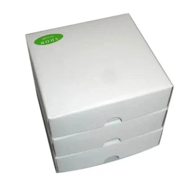 Three stacked white boxes packaging popular 6V 10W G4 halogen bulb lamps A714 with clear glass shell