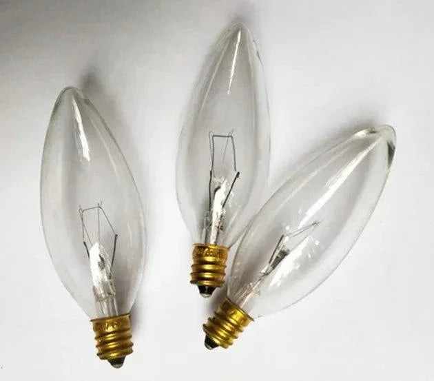 Set of 10 miniature 220v 25w E12 base incandescent lamps for lighting fixtures