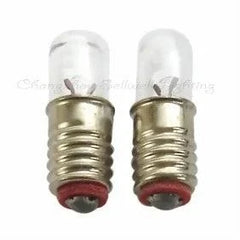 Set of 10 miniature 2.5V 0.1A E5x15 small indicator light bulbs with metal base and clear glass top