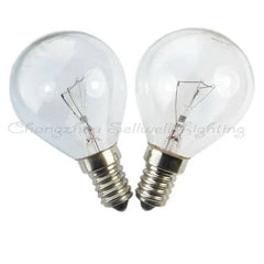 Two clear 40W E14 miniature light bulbs 230V G45 with visible filaments