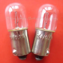 10pcs 24v 0.11a BA9S miniature bulb lamps T10x28 A103 set on red background
