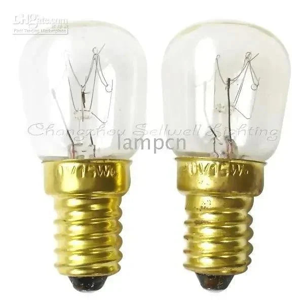 Miniature lamp bulb 220v 15w E14 small screw base clear glass set of two