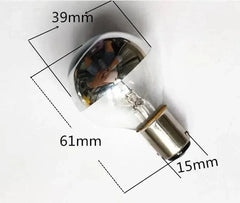 24v 25w ba15d shadowless lamp bulb with dimensions 61mm length, 39mm bulb diameter, and 15mm base diameter