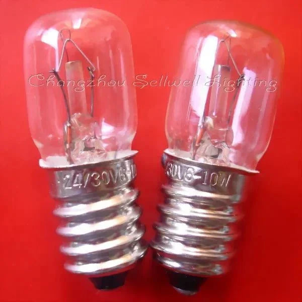 10pcs miniature lamp 24v 30v 6w 10w e14 base clear glass bulb T16x45 size