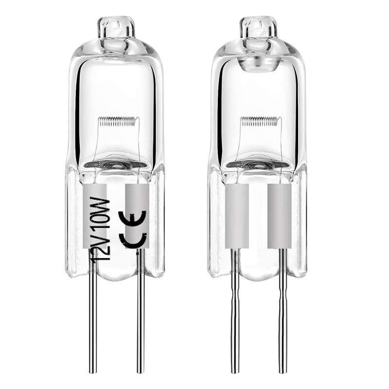 halogen lamp 12V 10W G4 warm light bulb with 2 pins and clear glass casing