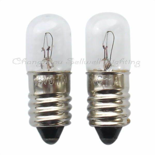 Two small E10 screw instrument bulbs with clear glass and metal bases for 1.2v to 220v applications