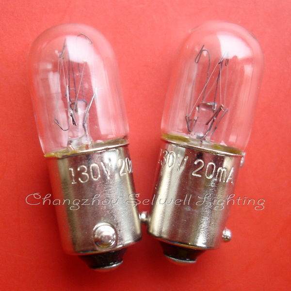 Two Ba9s lamp bulbs 130V 20mA on red background for teaching aids and signal instruments